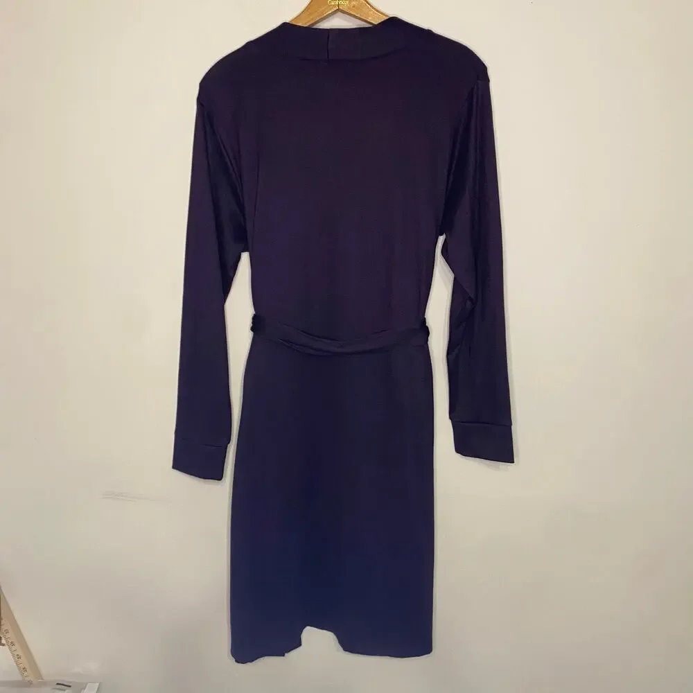 Lands End Supima Cotton Purple Long Robe Womens Soft Sleepwear‎ Medium Petite